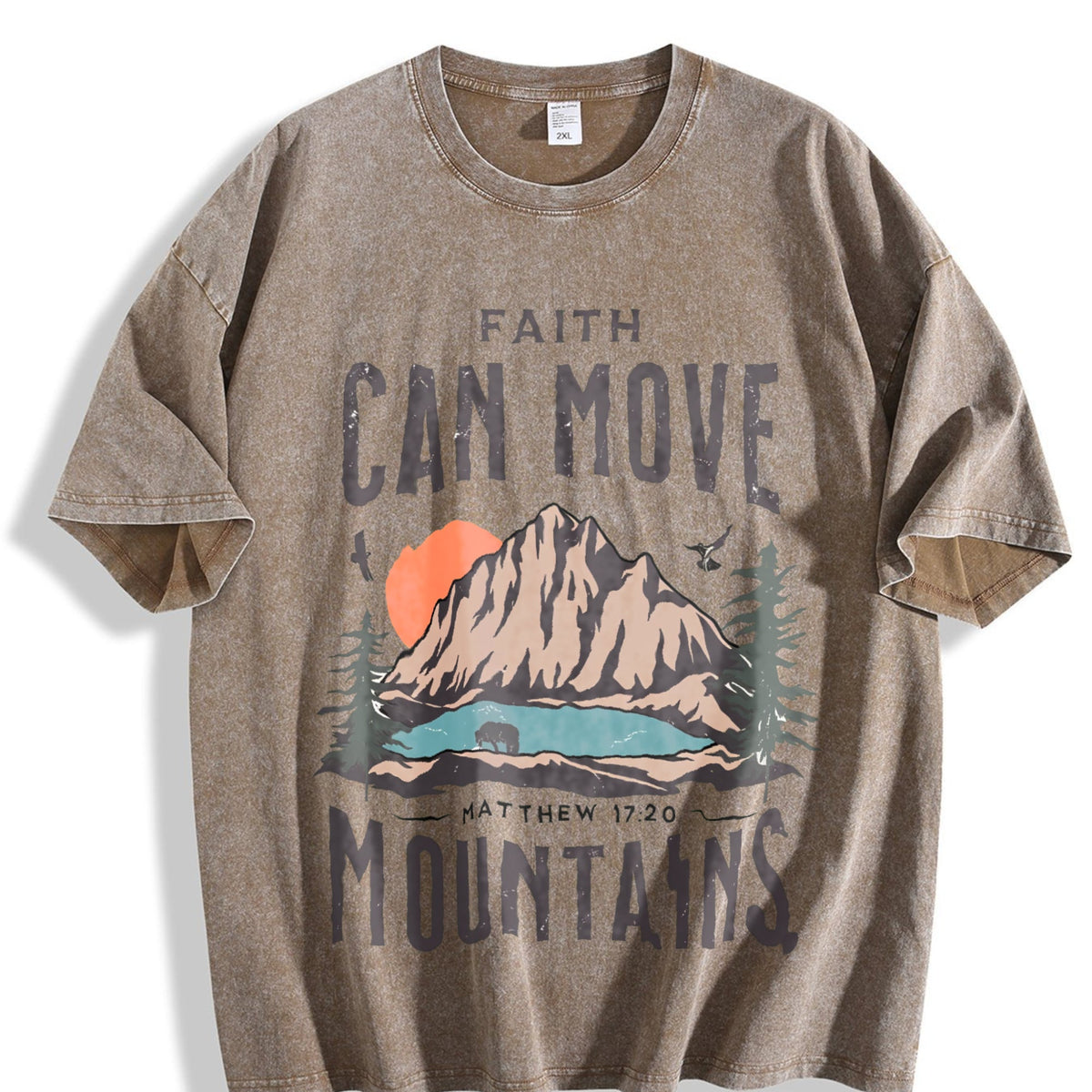 Scenery And Letter One-piece Summer Vintage Washed T-Shirt product image 3