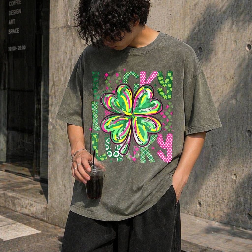 Lucky Shamrock St Patrick's Day Vintage Washed T-Shirt product image 4