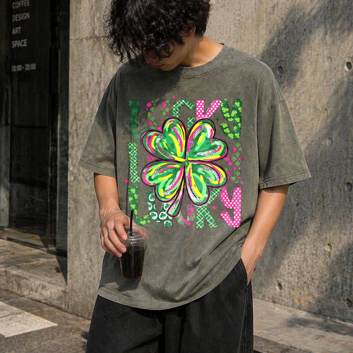 Lucky Shamrock St Patrick's Day Vintage Washed T-Shirt product image 4