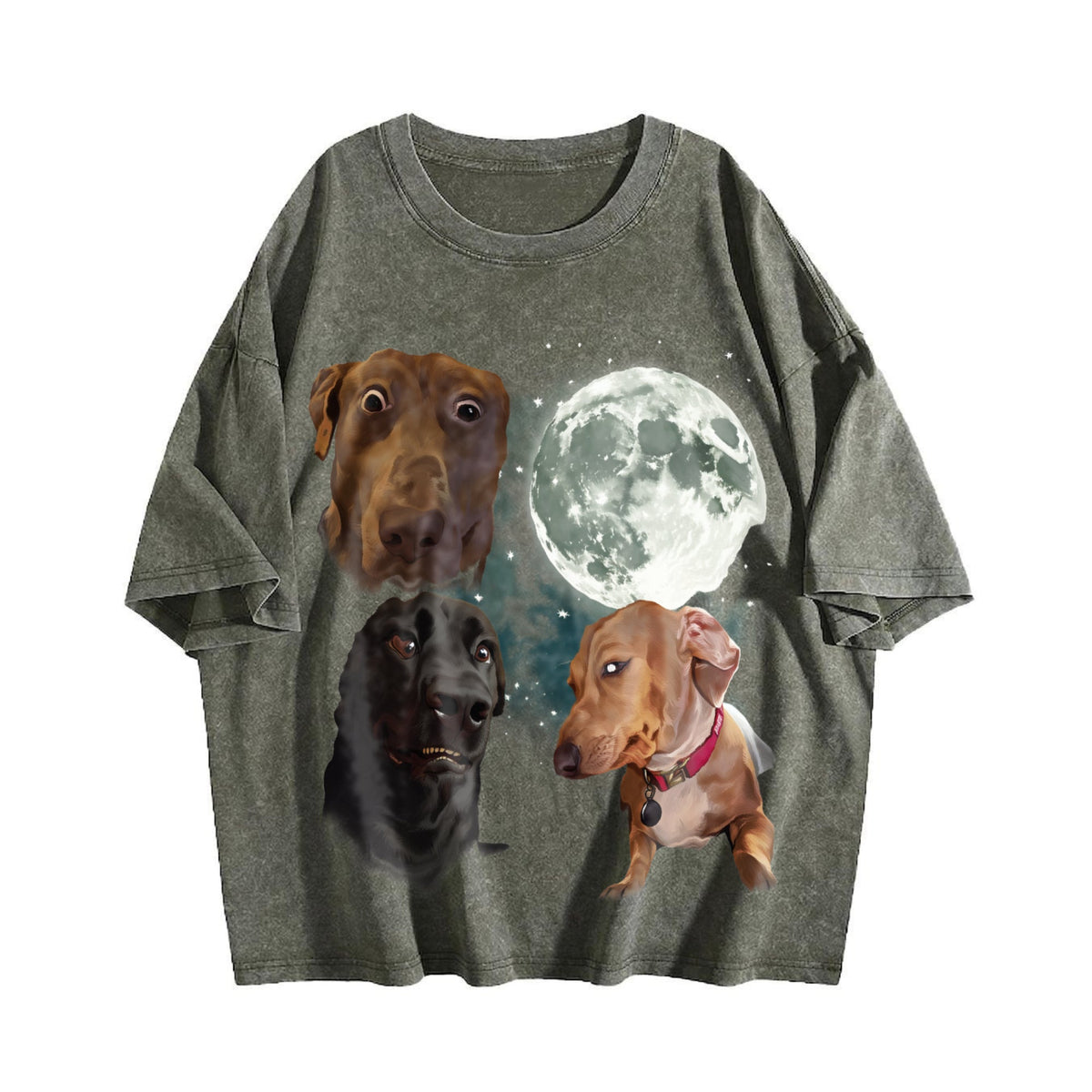 Three Dog Meme Moon Vintage Washed T-Shirt product image 4