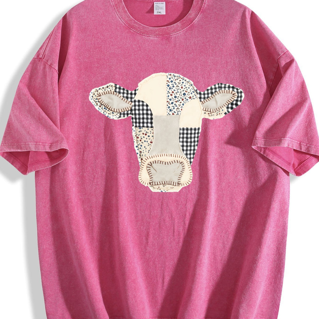 Faux Patchwork Cow Vintage Washed T-Shirt product image 5