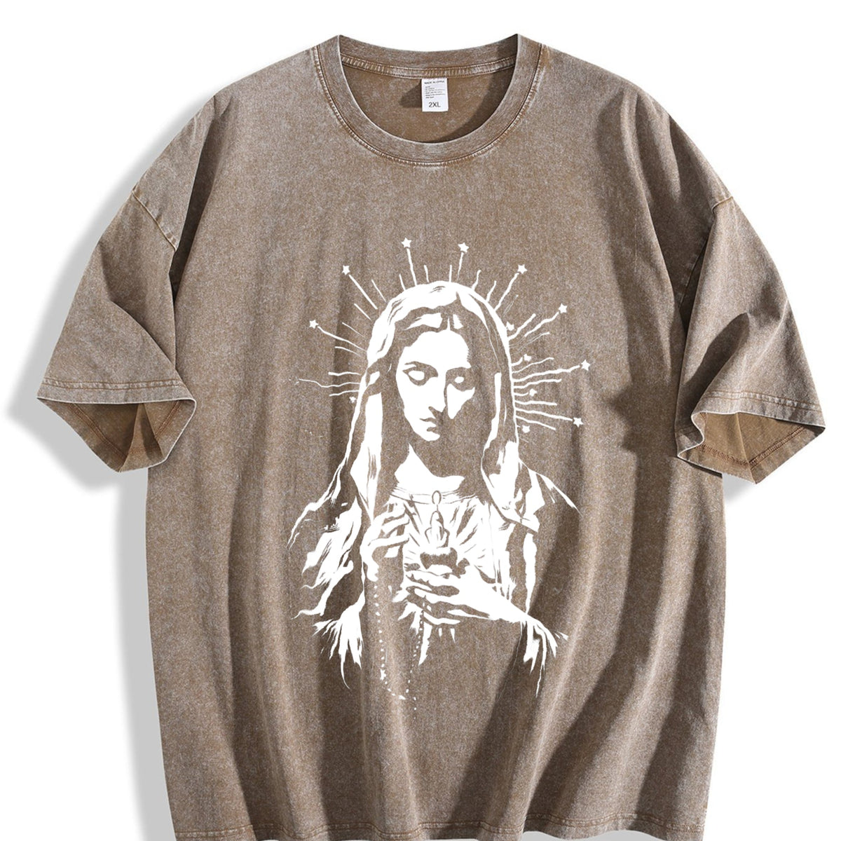 Catholic Icon - Guadalupe And Sacred Heart Vintage Washed product image 3