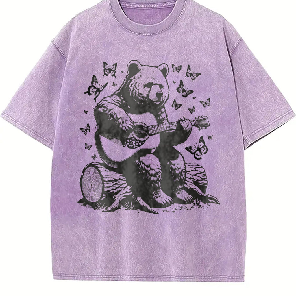 Bear Playing Guitar Vintage Washed T-Shirt product image 6