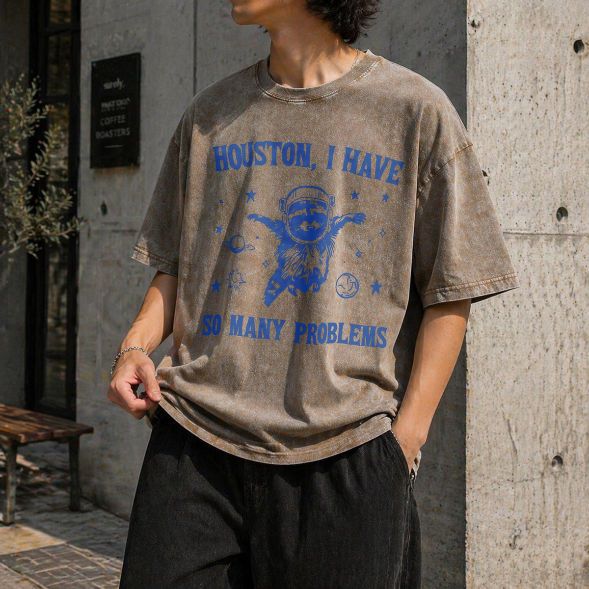 Houston I Have So Many Problems Vintage Washed T-Shirt product image 3