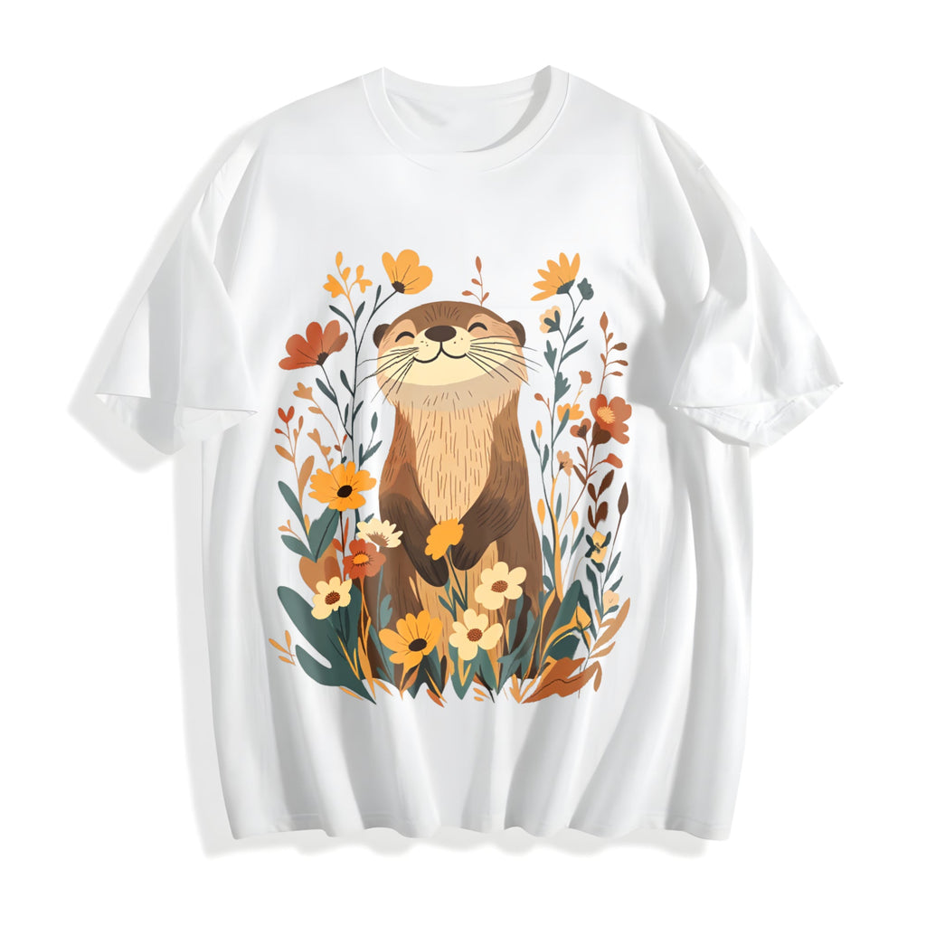 Botanical Otter & Plants Cotton T-Shirt product image 2