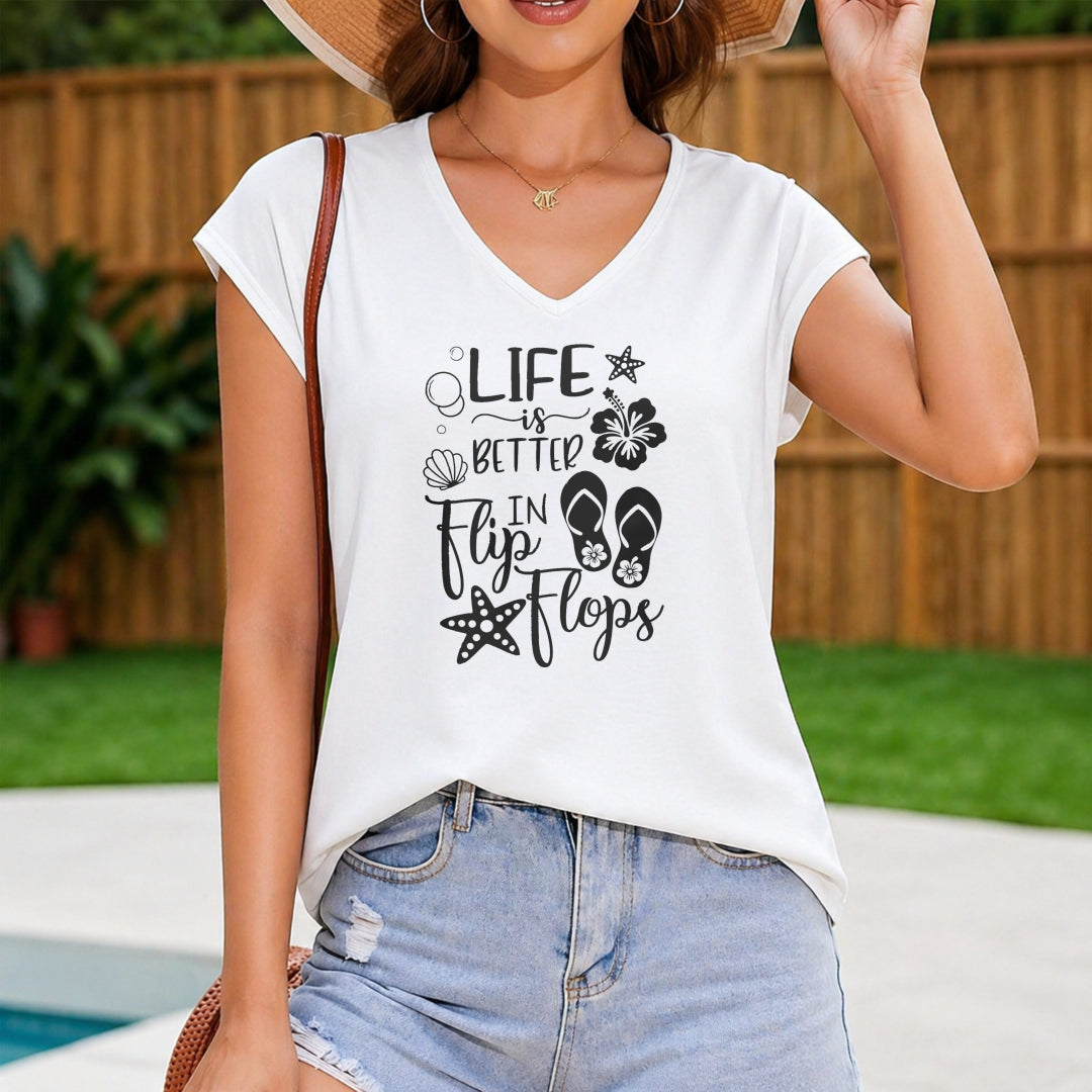 Standard Size 2026 Flip Flops Slogan Vacation Starfish Women's V-Neck Tank Top