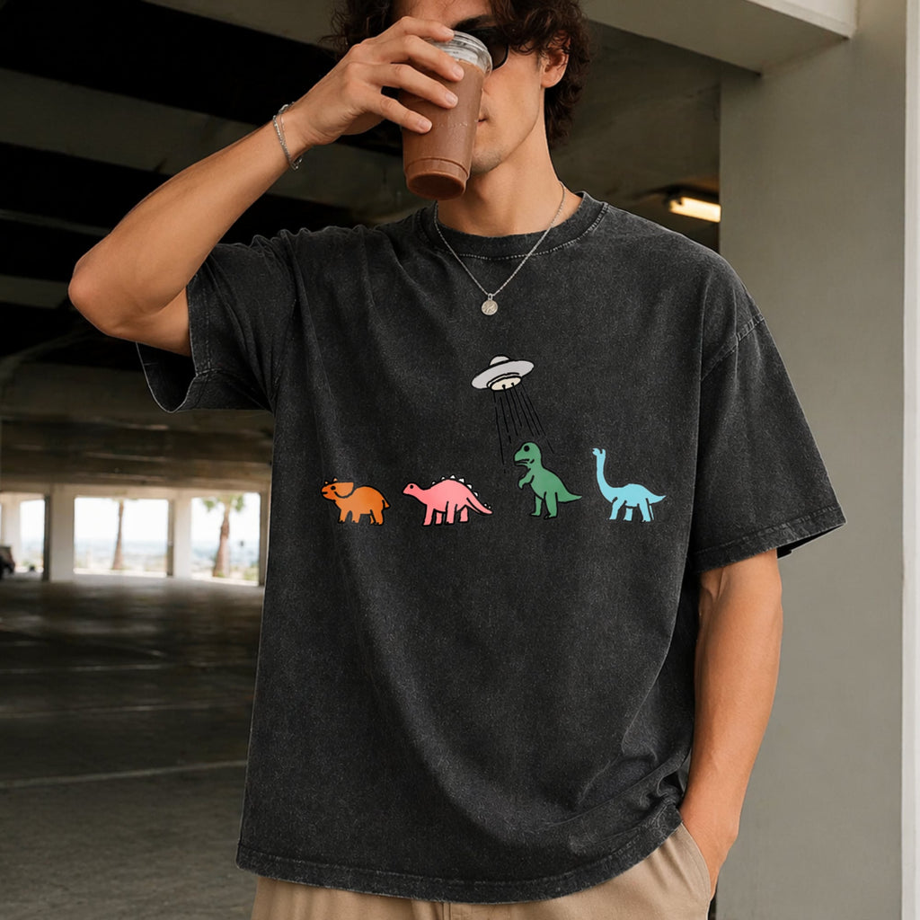 UFO Dinosaur Vintage Washed T-Shirt product image 2