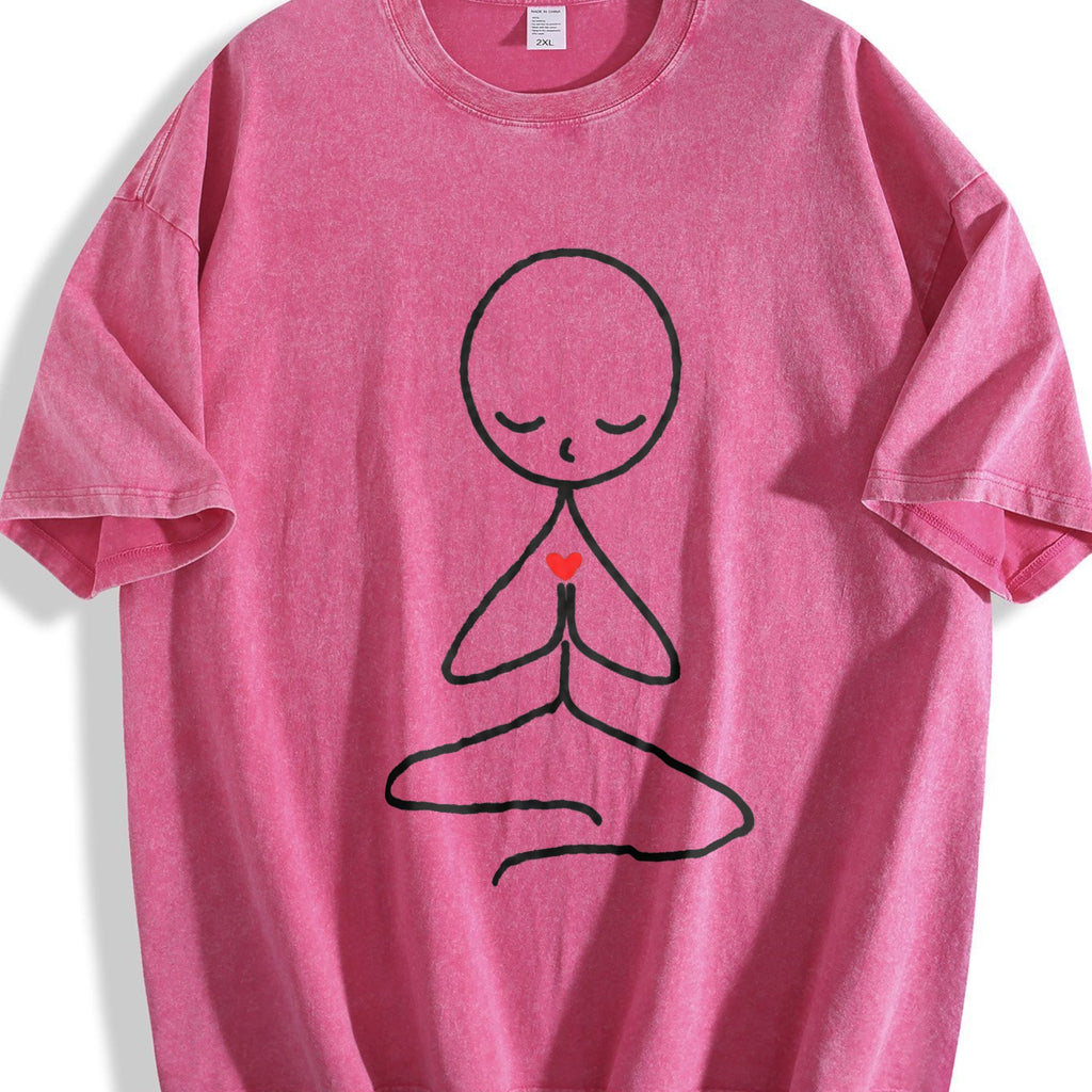 Stick Figure Meditating Winter Vintage Washed T-Shirt product image 7
