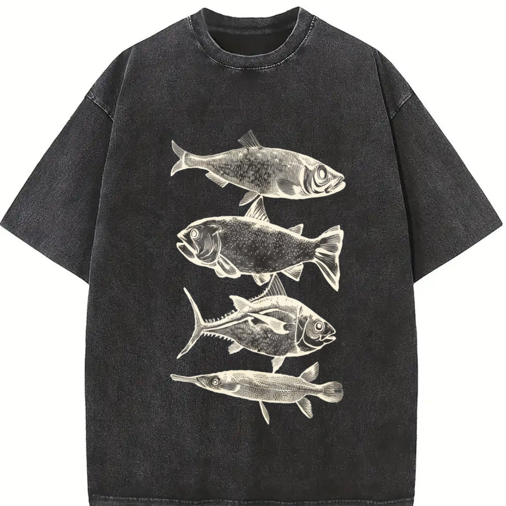 Fish Tattoo 90s Vintage Washed T-Shirt product image 2