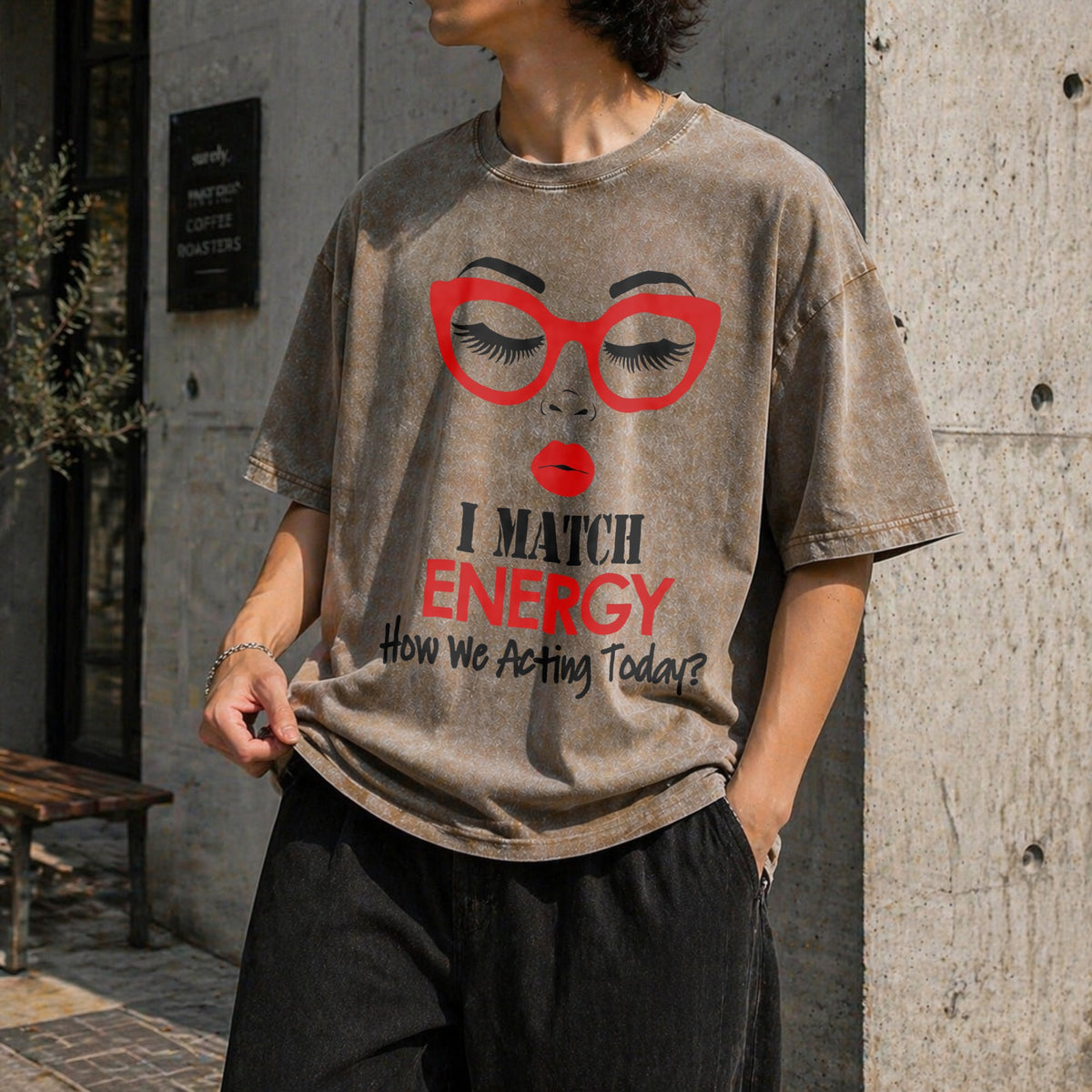 I Match Energy Slogan Vintage Washed T-Shirt product image 3