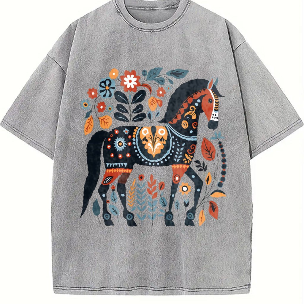 Summer Bohemian Floral Horse One-piece Vintage Washed product image 5