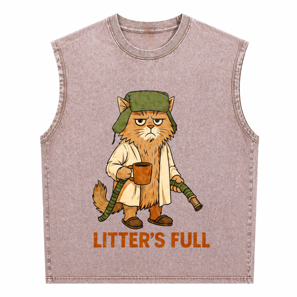 Full Funny Cat Lovers Christmas Xmas Men's Washed Tank Top