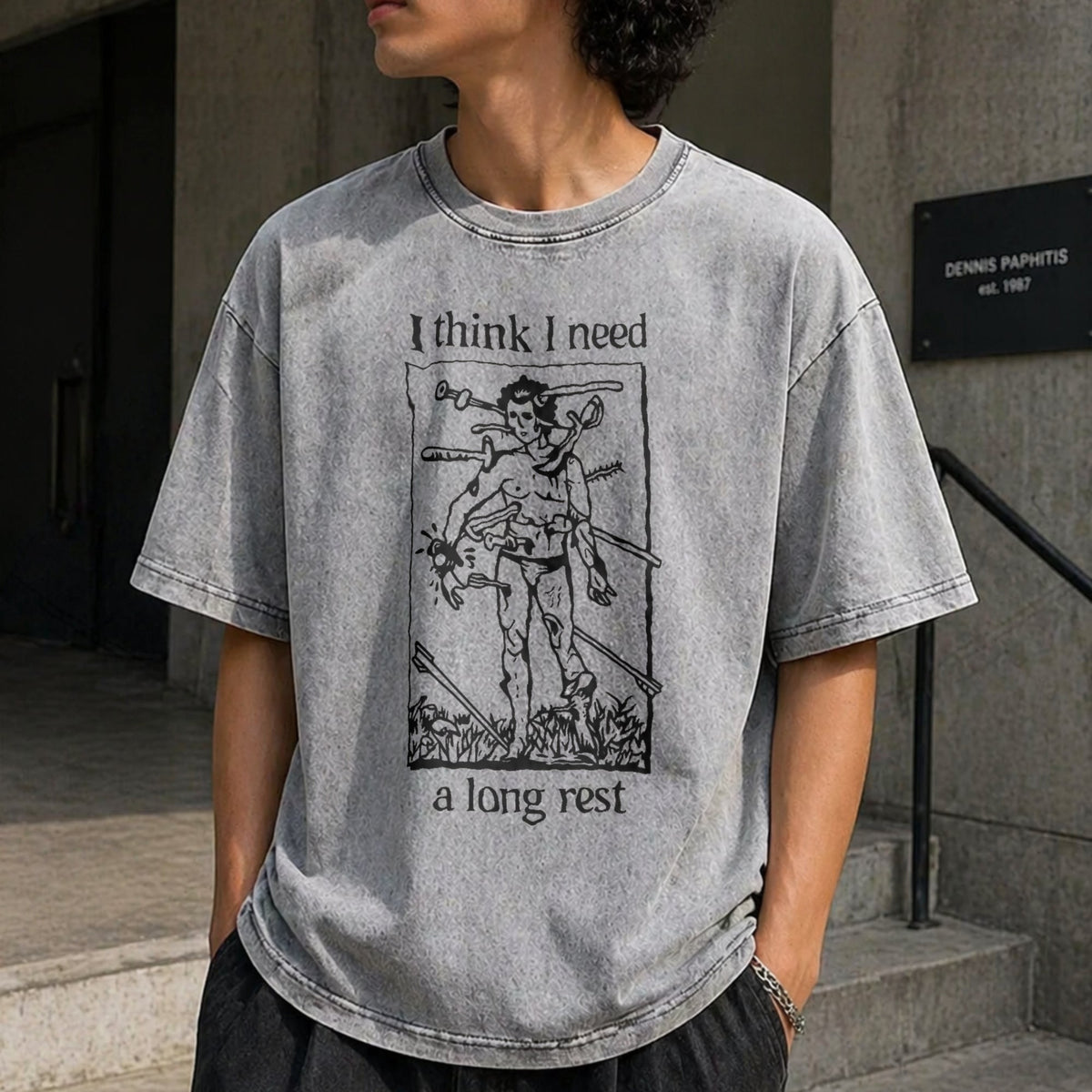 Funny I Need A Long Rest - DND Dungeons Vintage Washed product image 5