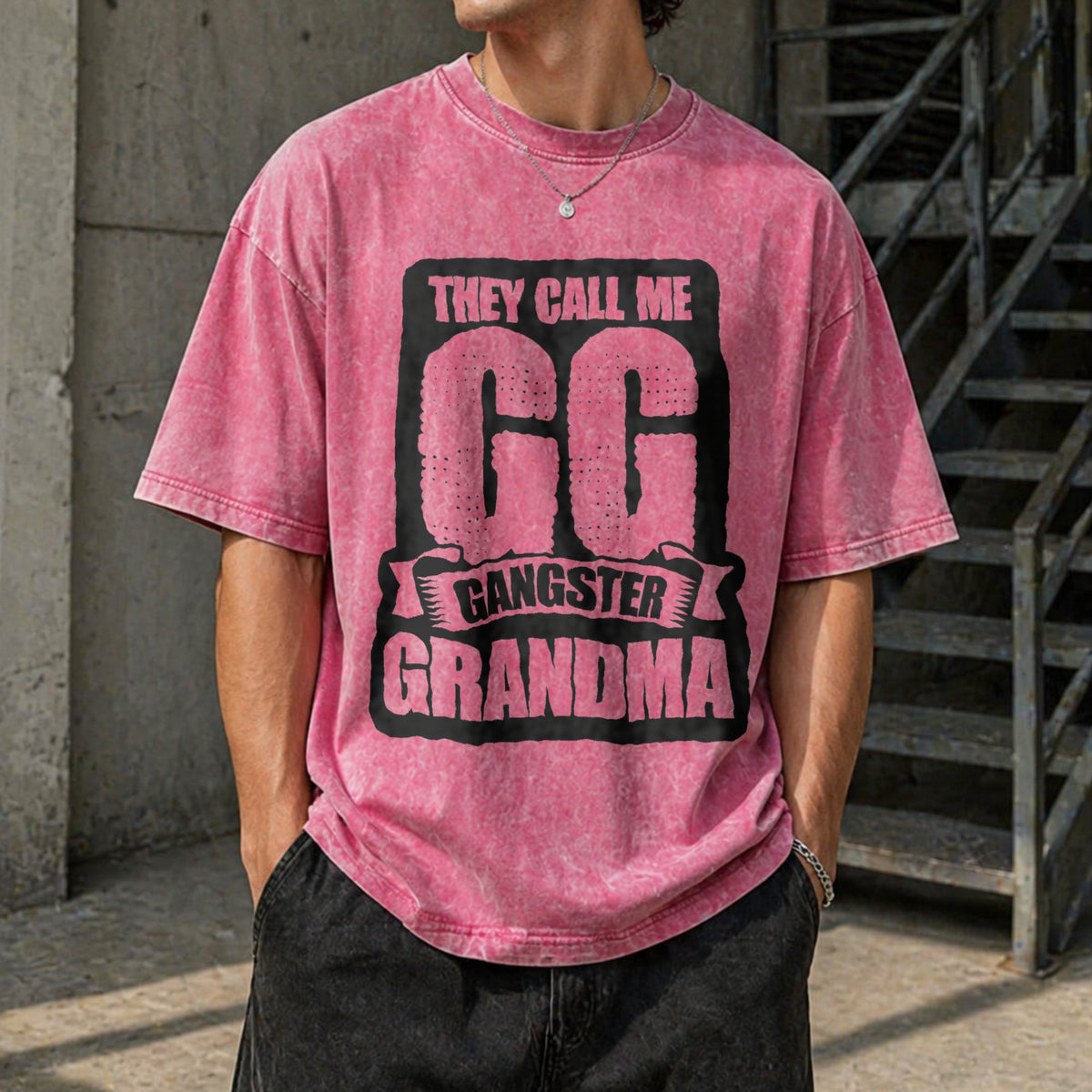Black They Call Me Gg Gangster Grandma Vintage Washed product image 7