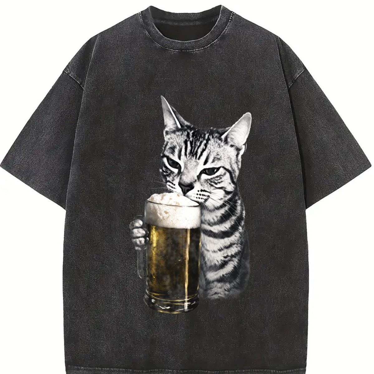 Cat Beer Y2K 90s Vintage Washed T-Shirt product image 2