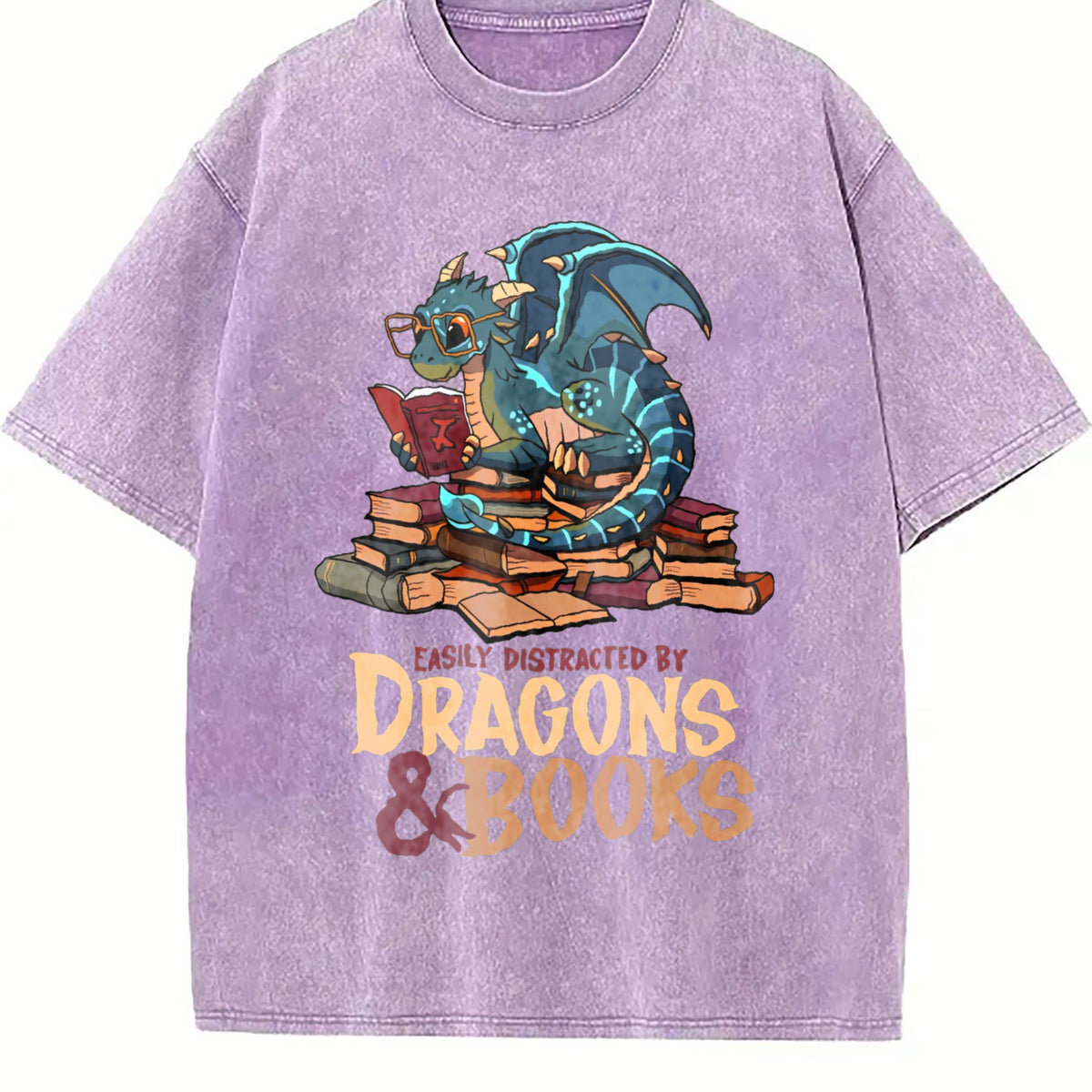 Blue Dragon Buried In Books Letter Vintage Washed T-Shirt product image 6