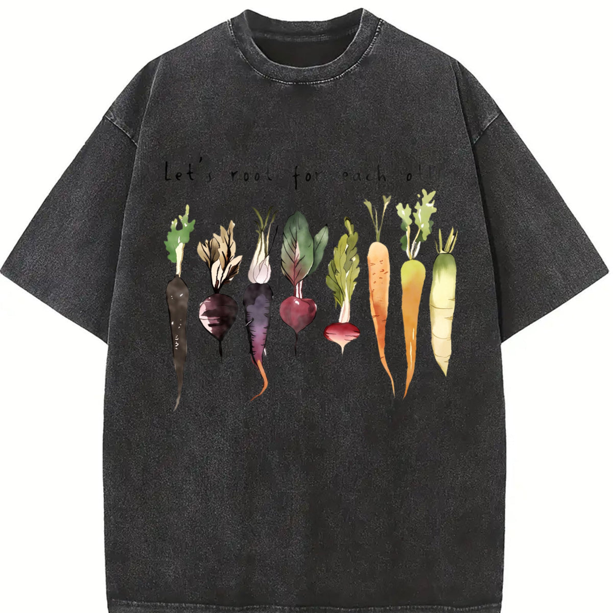 Letter And Various Radish Root Summer Vintage Washed T-Shirt product image 2