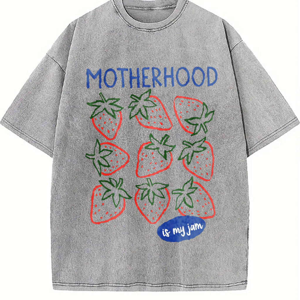 Motherhood Is My Jam Strawberry Pun Mom Life - Boxy Vintage product image 5