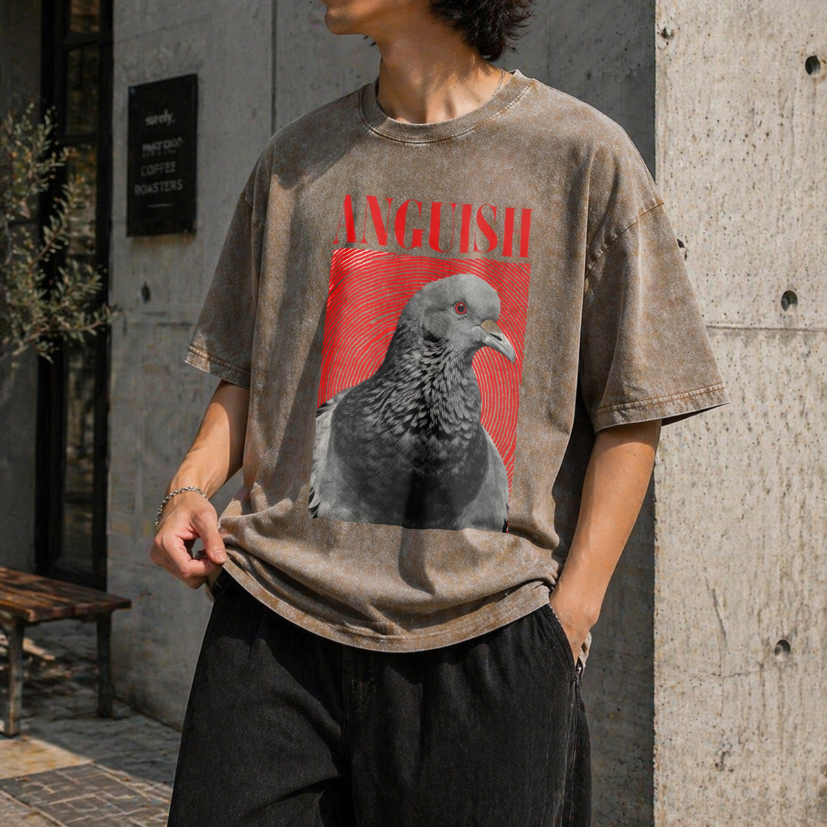 Anguish Bird Funny Vintage Washed T-Shirt product image 3