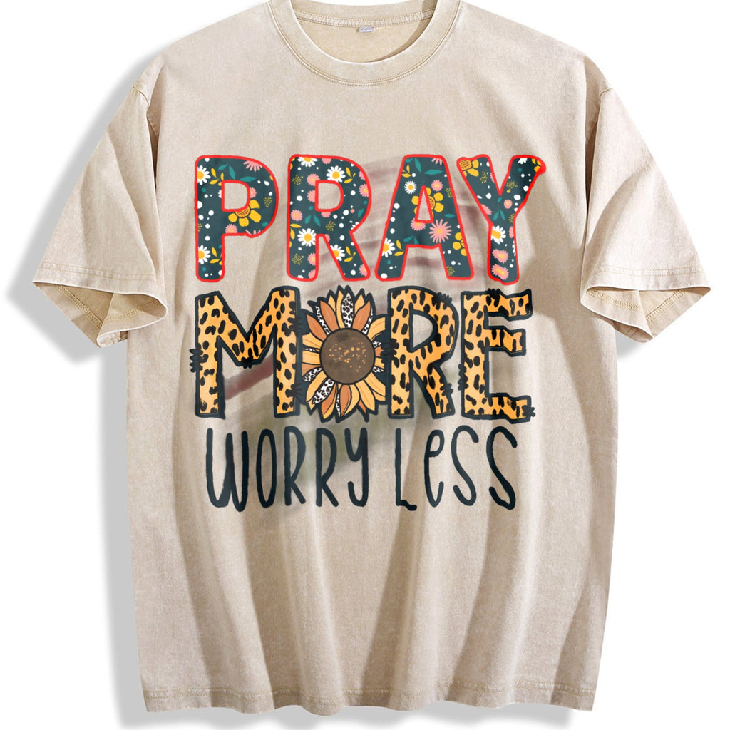 Pray More Worry Less Vintage Washed T-Shirt product image 1