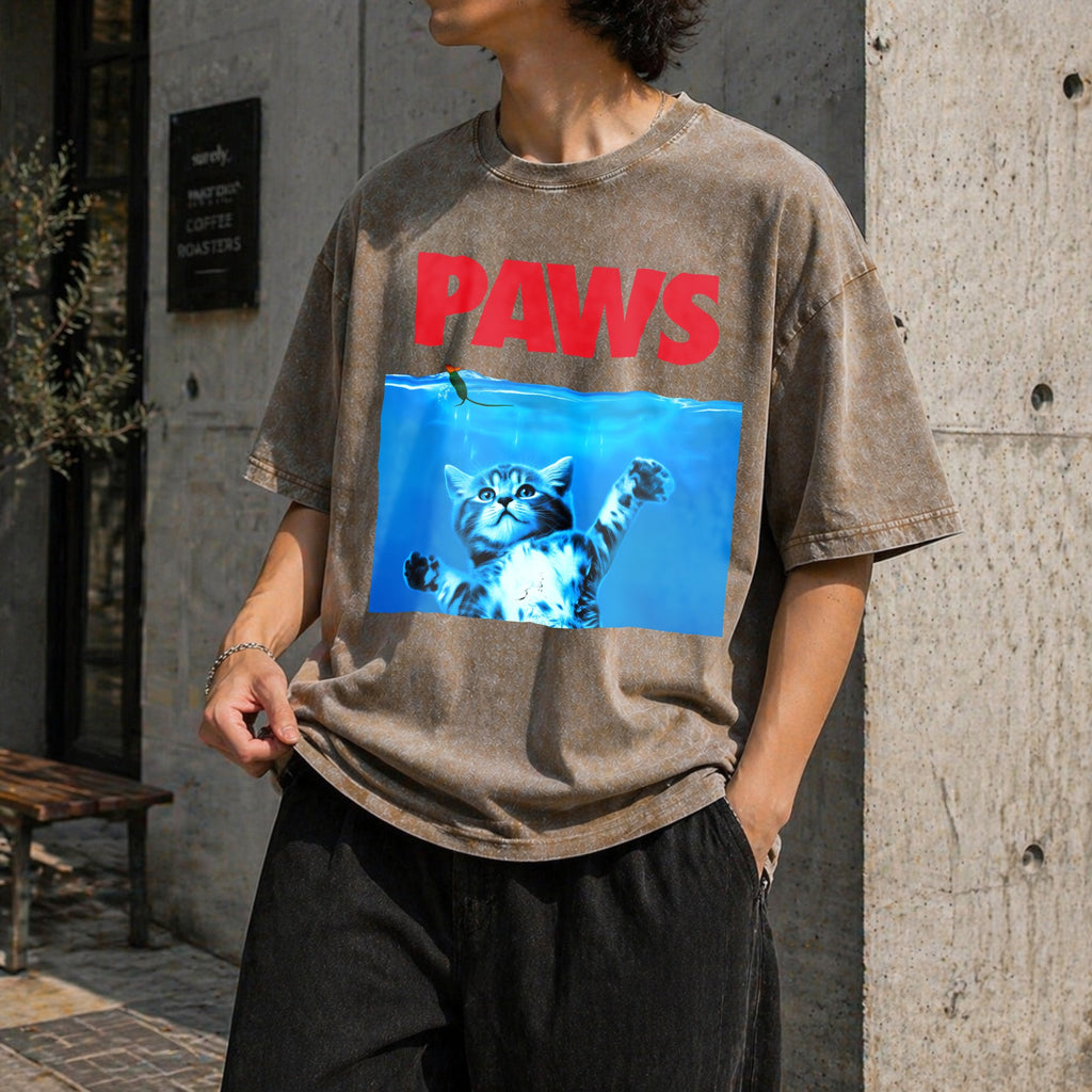 Xiongying Paws Cat And Mouse Vintage Washed T-Shirt product image 3