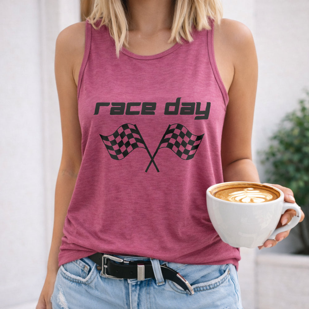 Race Day Letters & Cartoon Flags Women's Tank Top