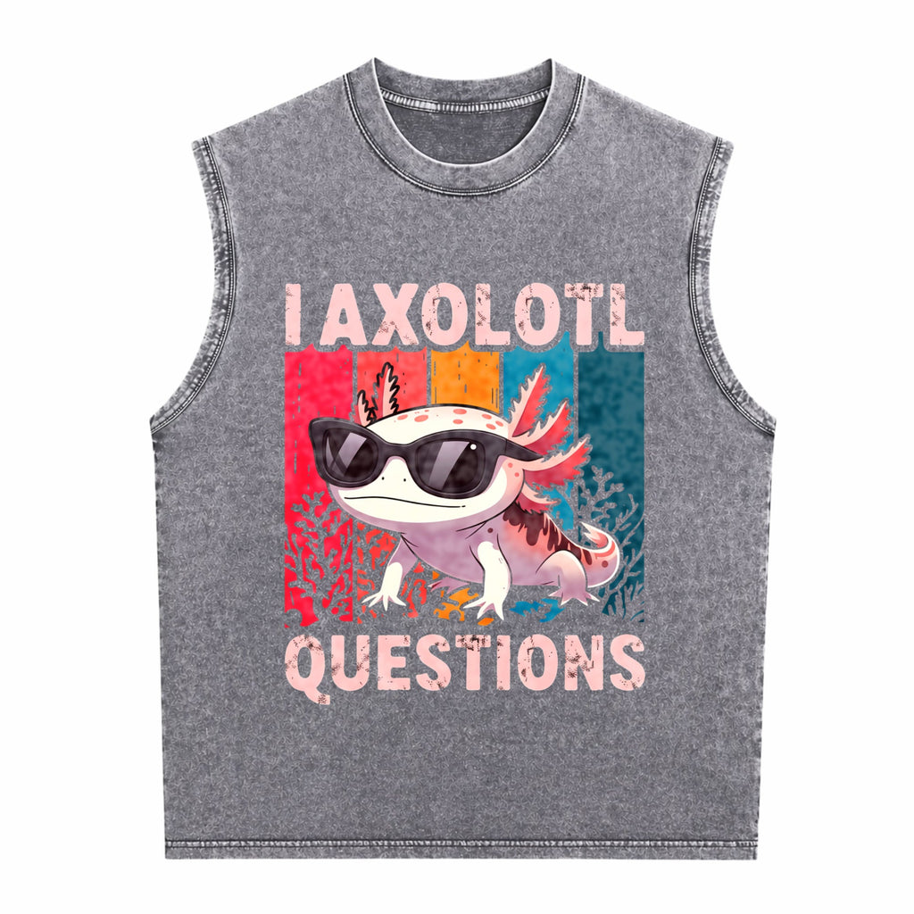 I Axolotl Questions - Fun With Bold Colorful Men's Washed Tank Top