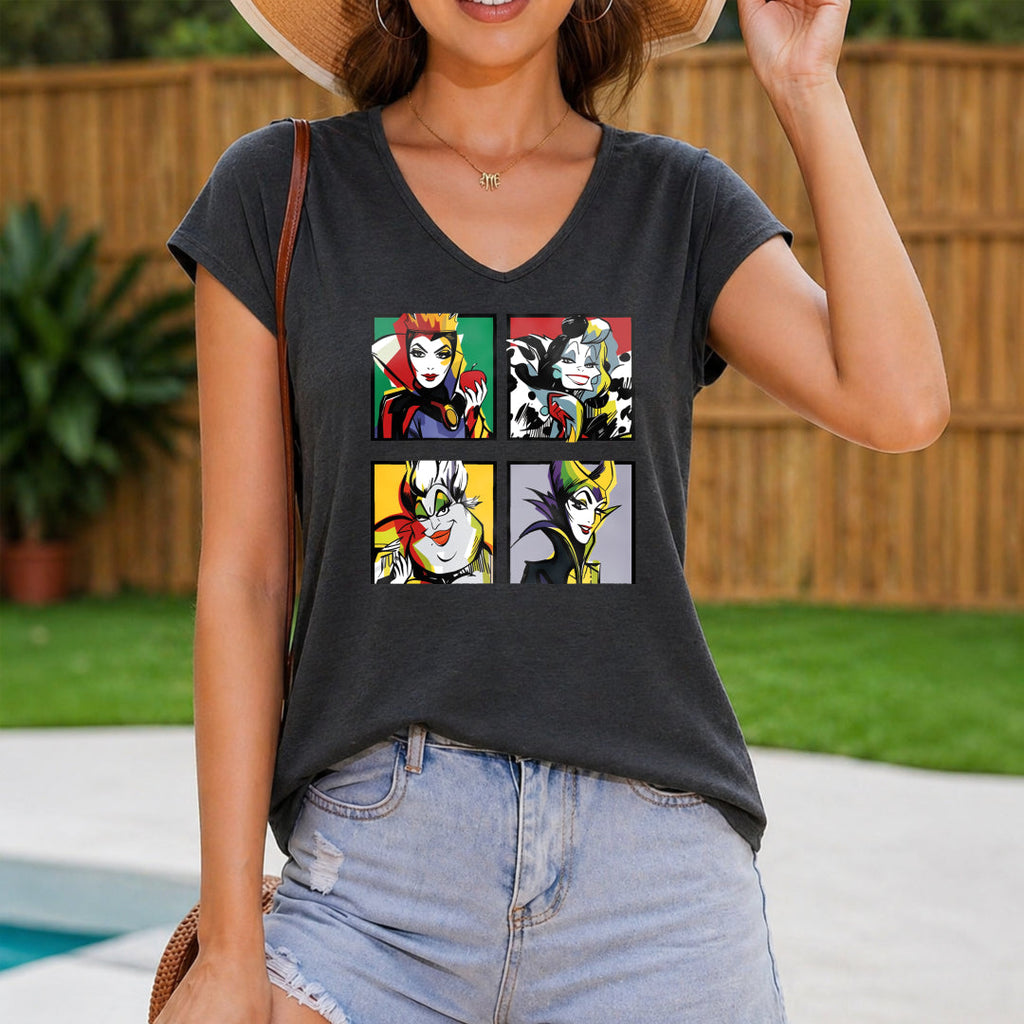 Villain Character Collage Women's V-Neck Tank Top