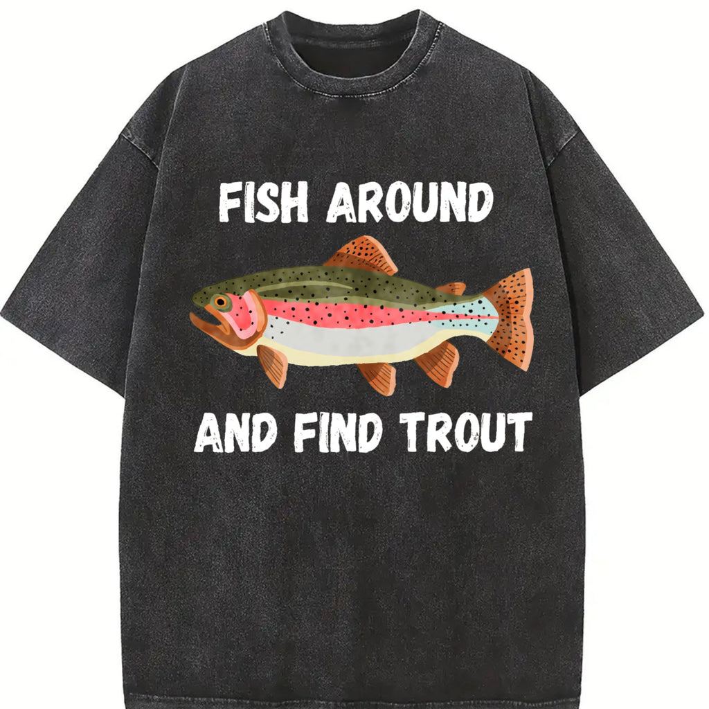 Fish Around And Find Trout Funny Fishing Lover Vintage product image 2