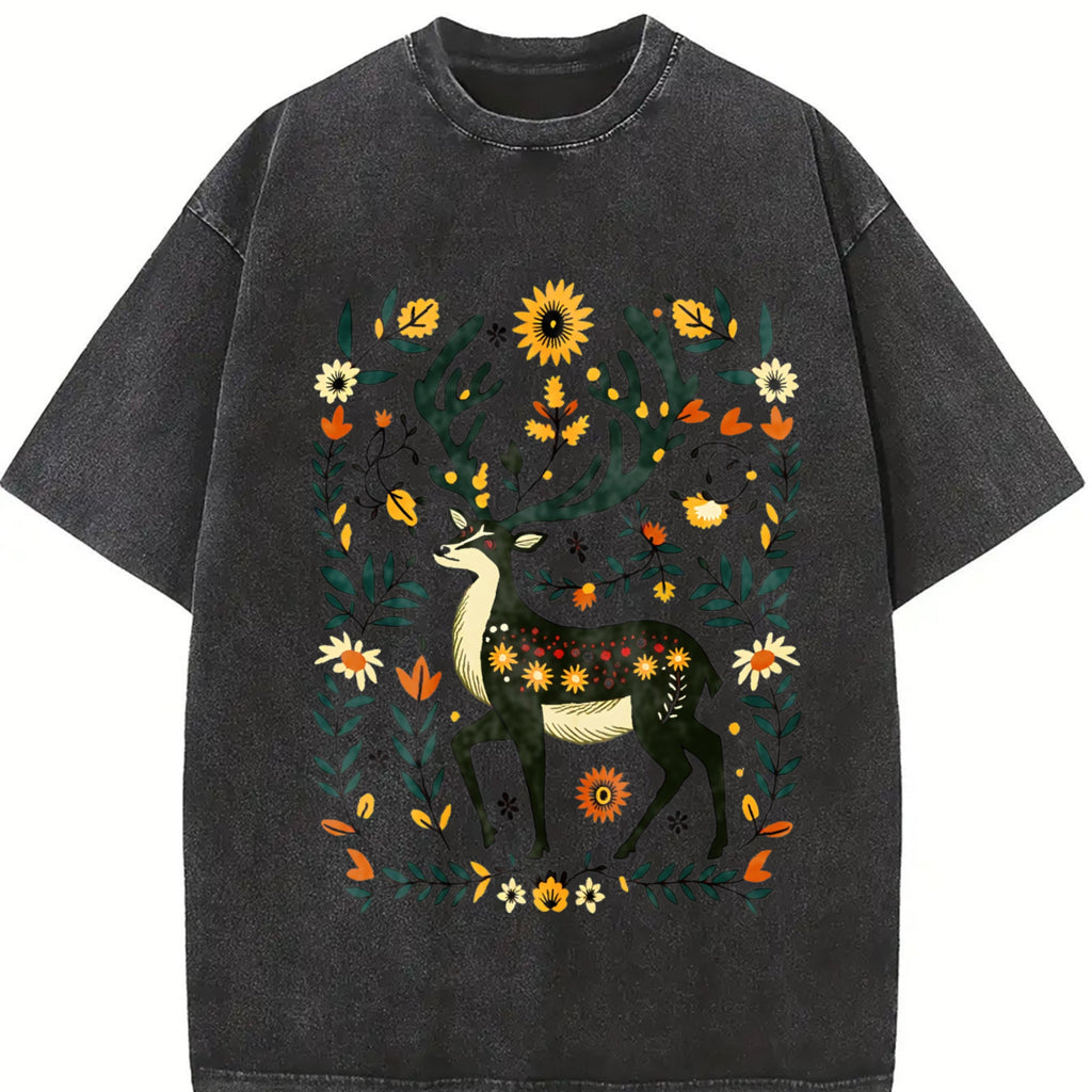 Bohemian Folk Art - Vibrant Deer & Floral Vintage Washed product image 2