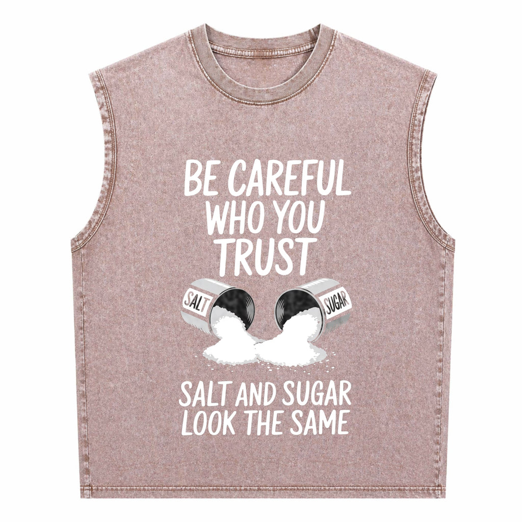 Outdoor Fitness With Salt - Beware Of Spoken Words From Men's Washed Tank Top