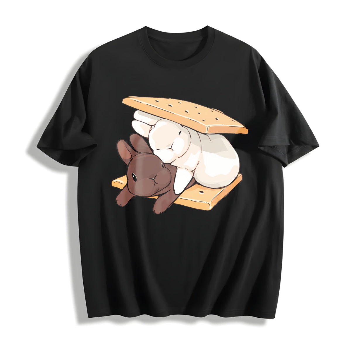 Two Rabbits Lying Cotton T-Shirt product image 1