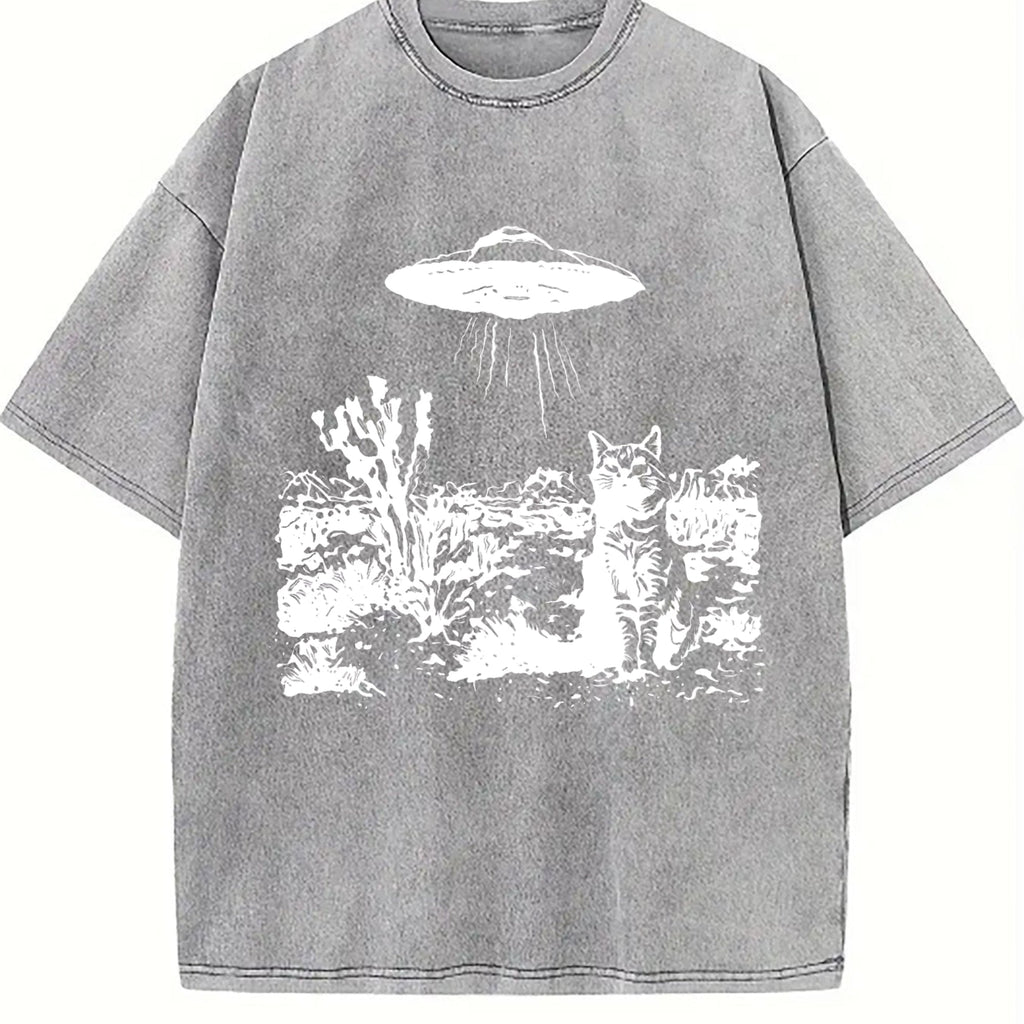 Desert Cat UFO Encounter Vintage Washed T-Shirt product image 4