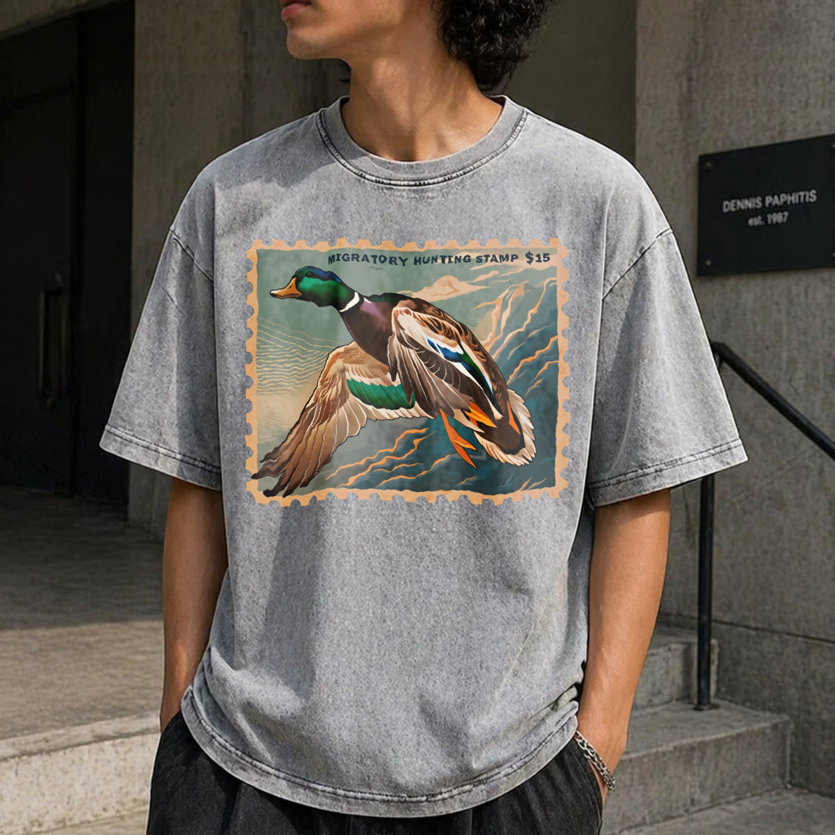 Waterfowl Stamp Art Vintage Washed T-Shirt product image 5