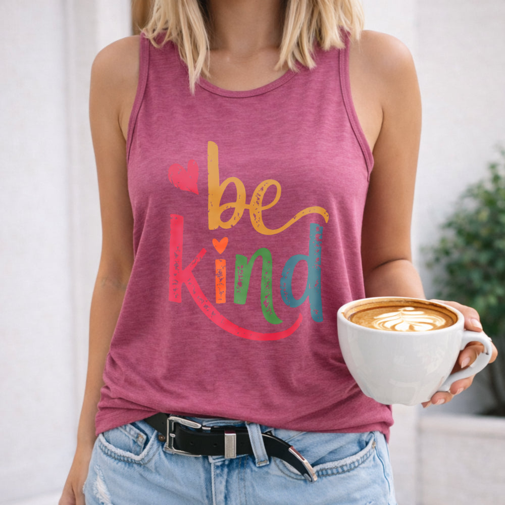 Be Kind Rainbow Lettering Women's Tank Top