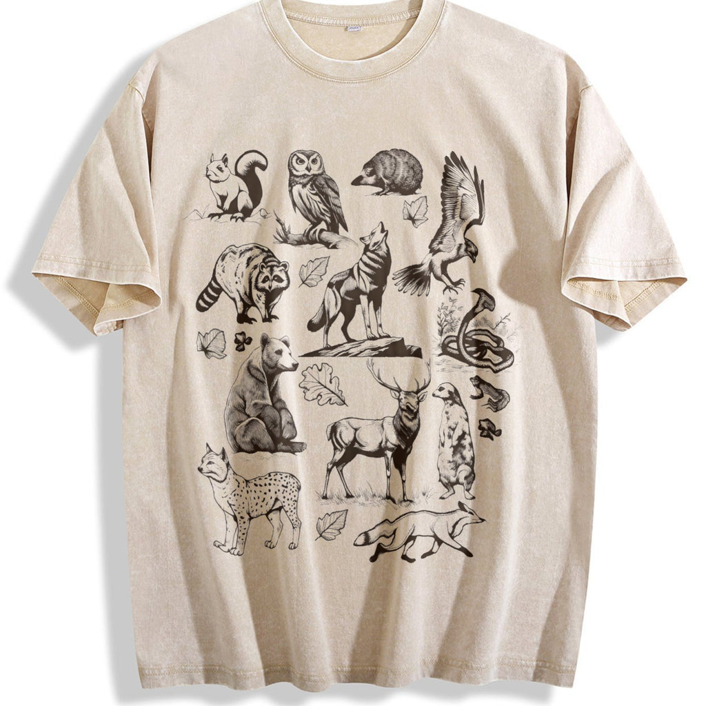Forest Animals 90s Vintage Washed T-Shirt product image 1