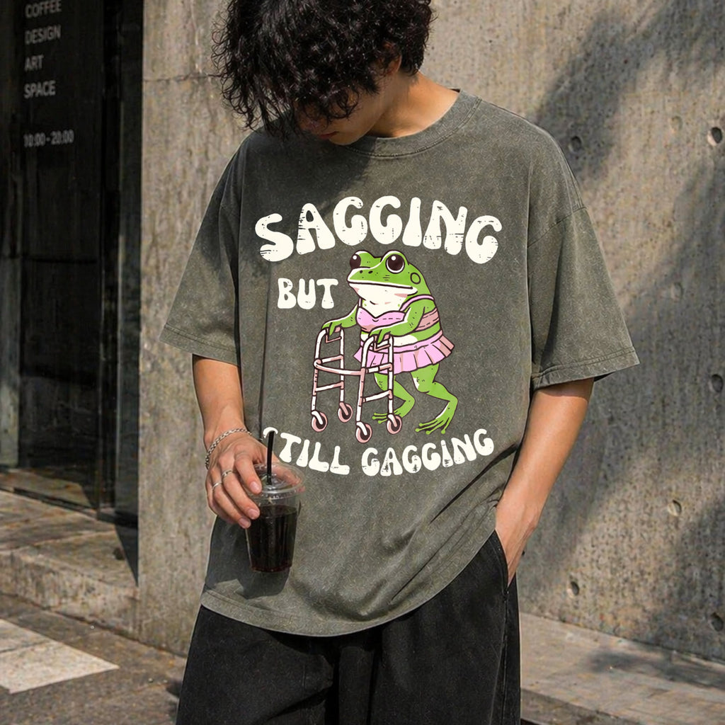 Sagging But Still Gagging Frog Funny Cringe Meme Vintage product image 4