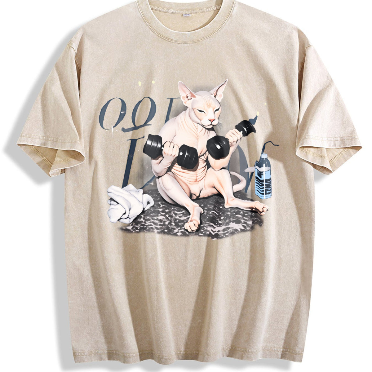 Sphynx Cat Workout Vintage Washed T-Shirt product image 1