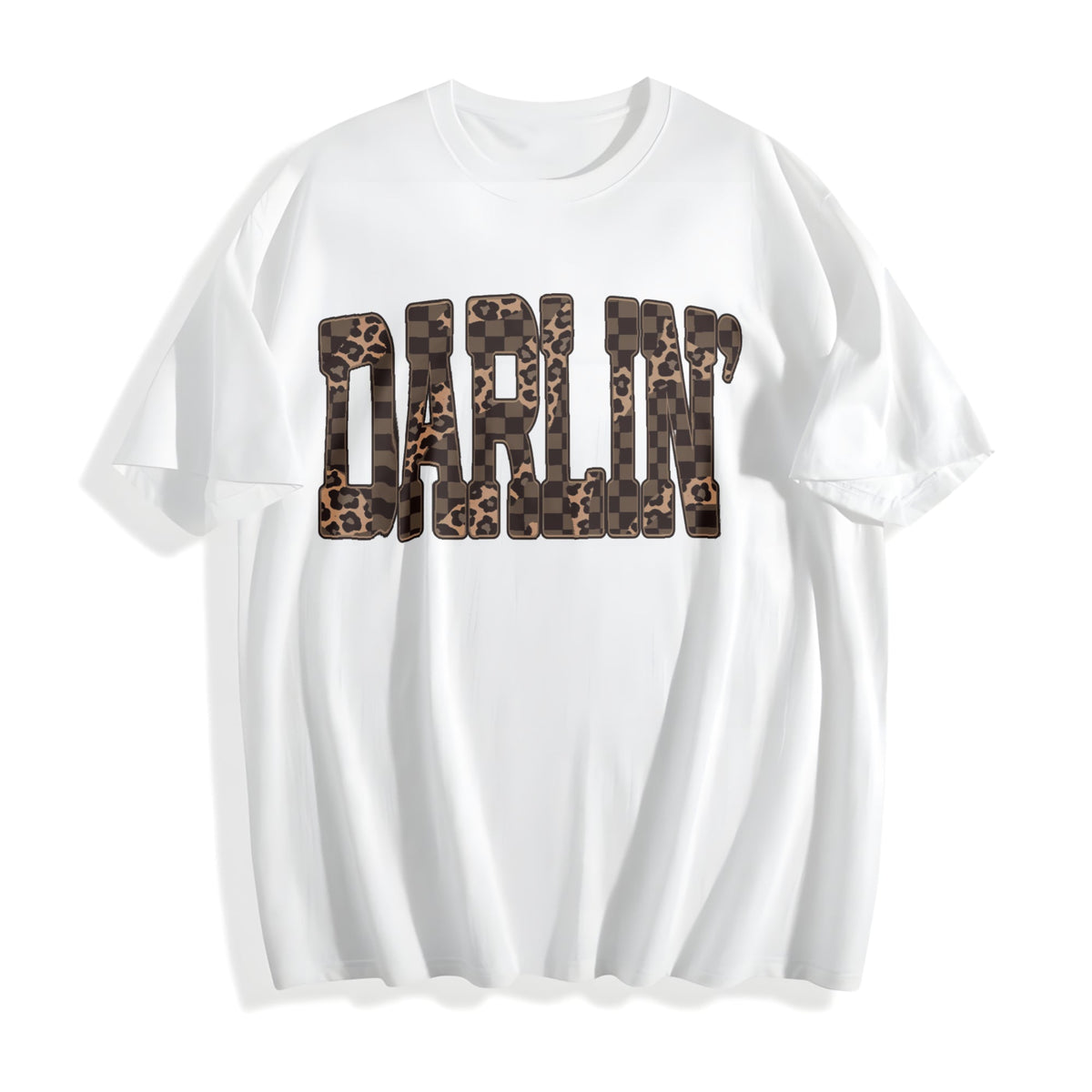 Western Checkered Leopard Cotton T-Shirt product image 2