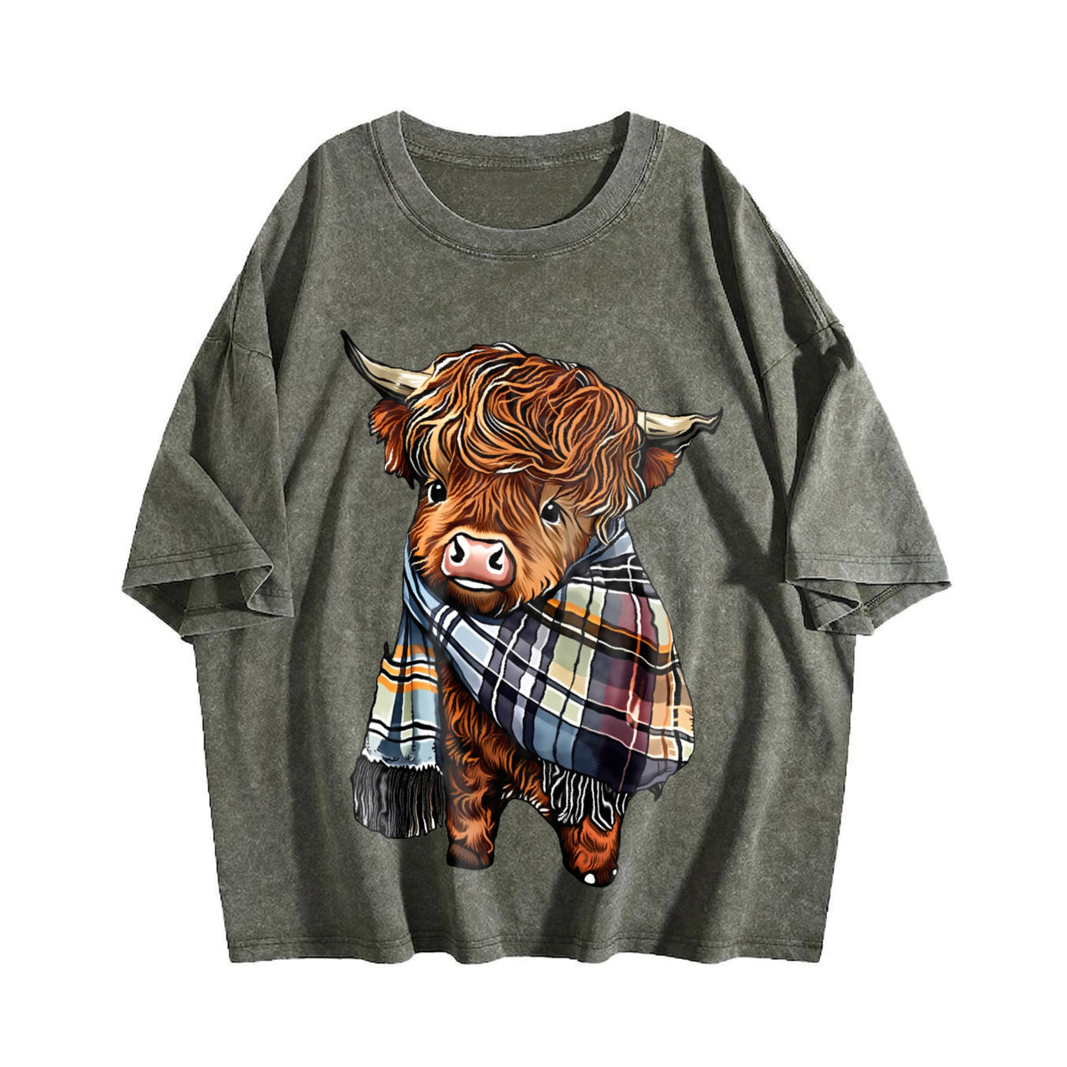 Scottish Highland Cow Plaid - Cozy Cattle Vintage Washed product image 4