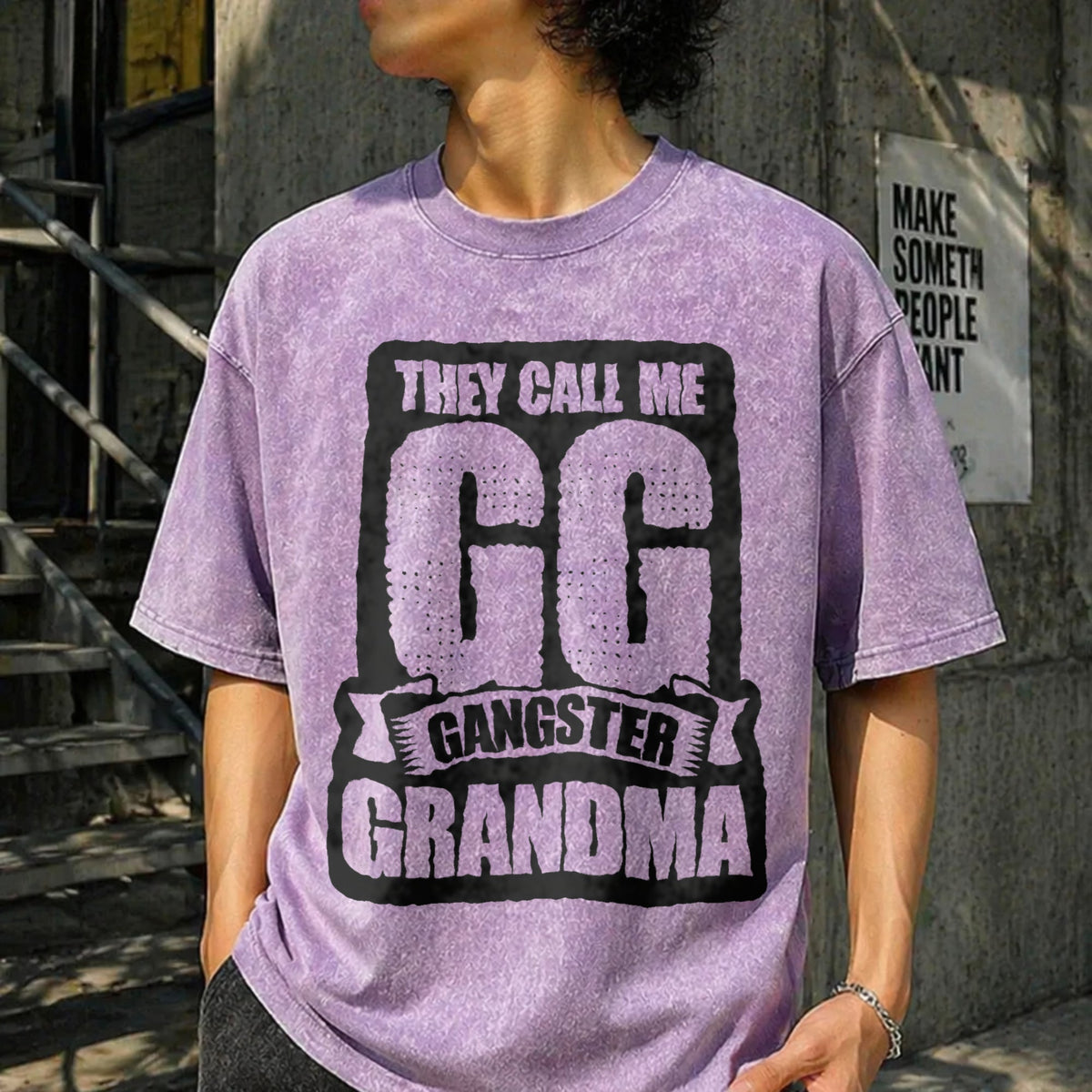 Black They Call Me Gg Gangster Grandma Vintage Washed product image 6