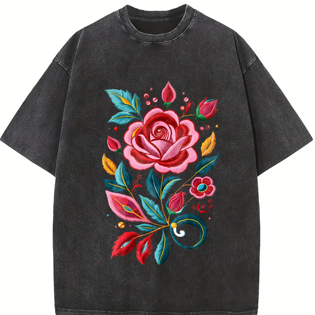 Bohemian Floral - Imitation Vintage Washed T-Shirt product image 2