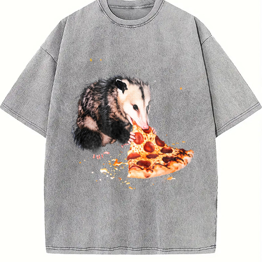 Opossum Eating Pizza Vintage Washed T-Shirt product image 5