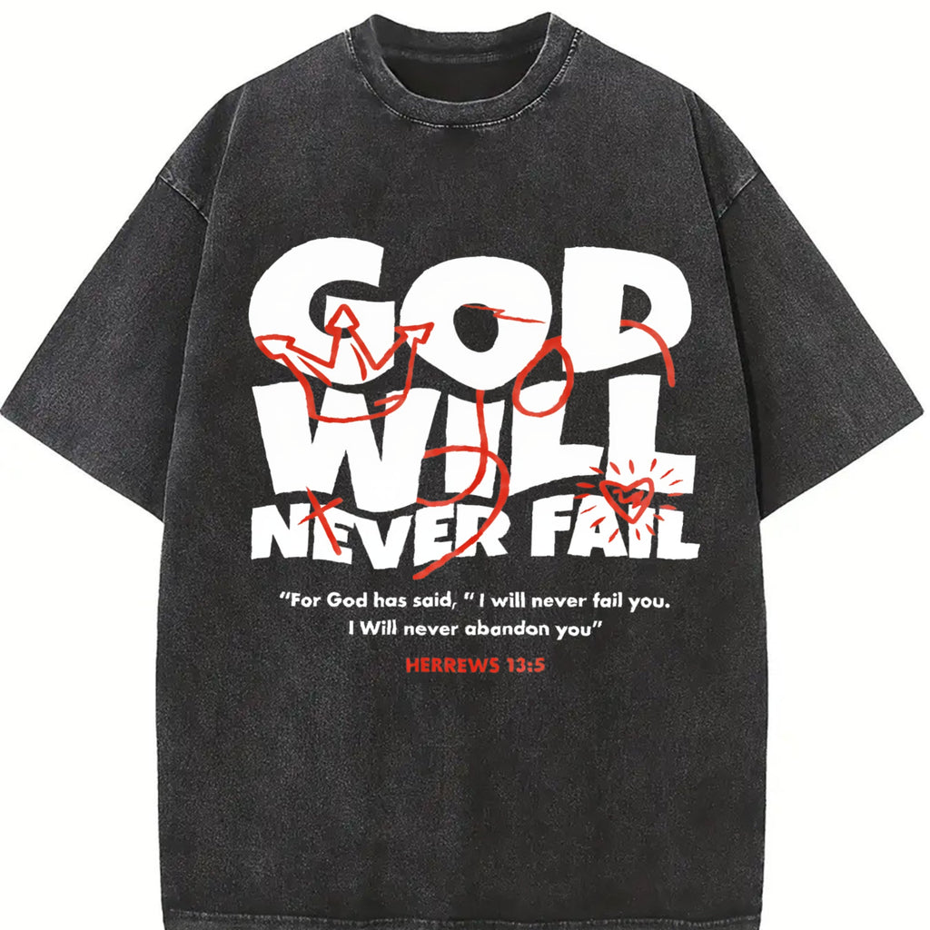 God Will Never Fail You Christian Faith Vintage Washed product image 2