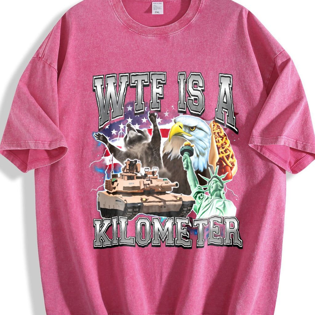 WTF Is A Kilometer Meme Vintage Washed T-Shirt product image 7