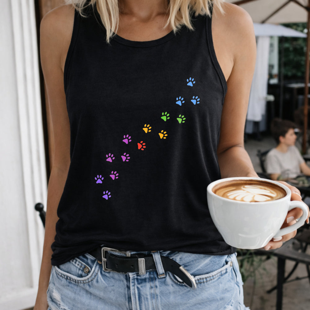Rainbow Paw Print Trail Women's Tank Top