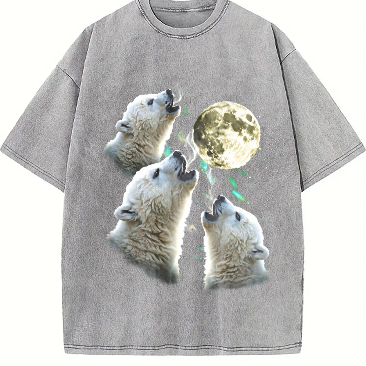 Baby Polar Bear Howling To Moon 90s Vintage Washed T-Shirt product image 5