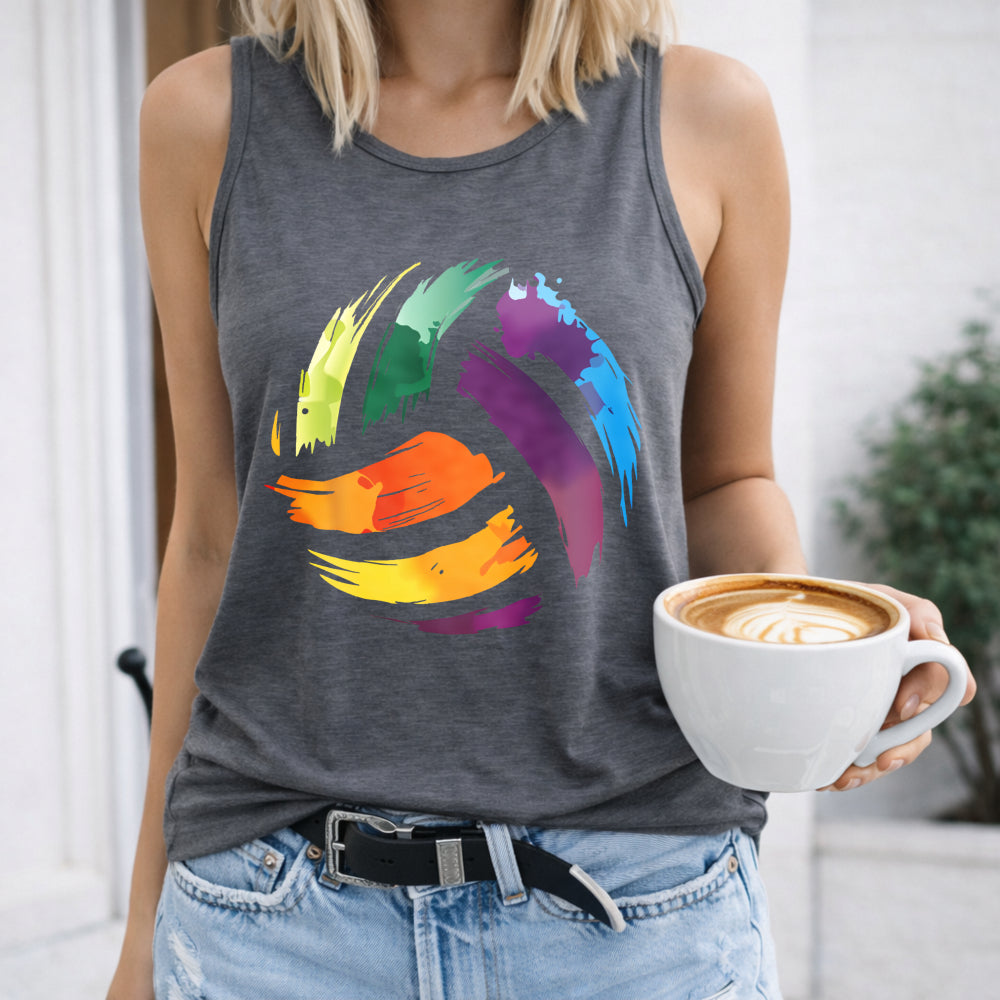 Rainbow Brushstroke Circle Women's Tank Top
