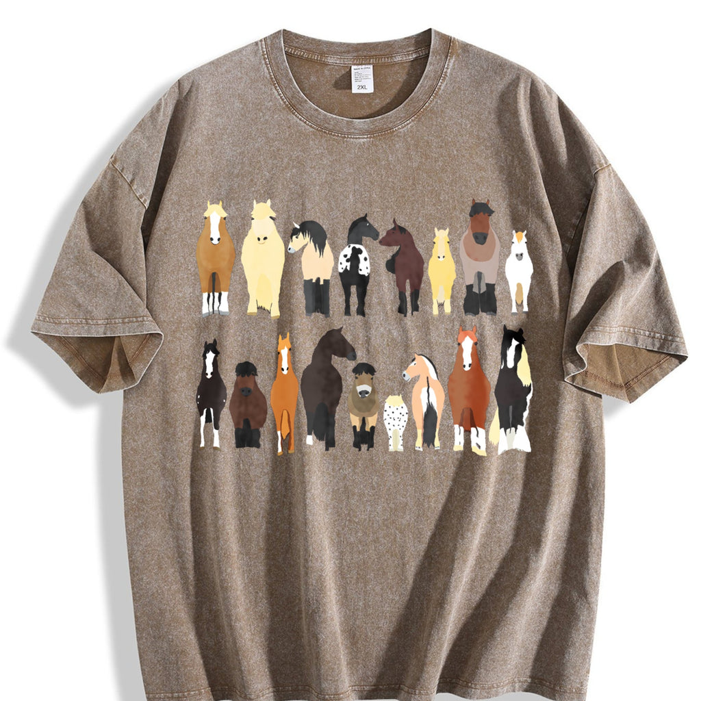 Animal Horse Herd Summer Vintage Washed T-Shirt product image 3