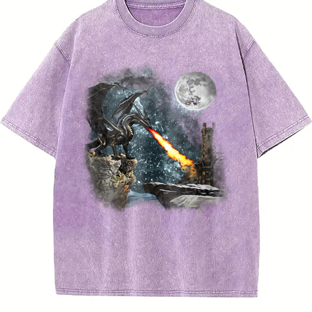 Dragon Castle Dark Art Vintage Washed T-Shirt product image 6